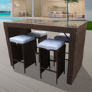 Arcadia Furniture Outdoor 5 Piece Bar Table Set Rattan and Cushions Patio Dining - Oatmeal and Grey