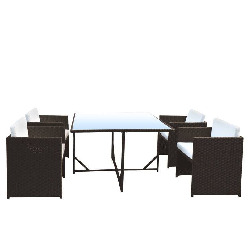 Arcadia Furniture Outdoor 5 Piece Bar Table Set Rattan and Cushions Patio Dining - Black and Grey