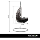 Arcadia Furniture Hanging Basket Egg Chair Outdoor Wicker Rattan Patio Garden - Oatmeal and Grey