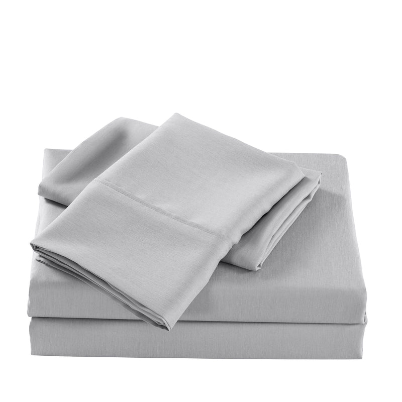 Casa Decor 2000 Thread Count Bamboo Cooling Sheet Set Ultra Soft Bedding - Single - Stonewash Grey