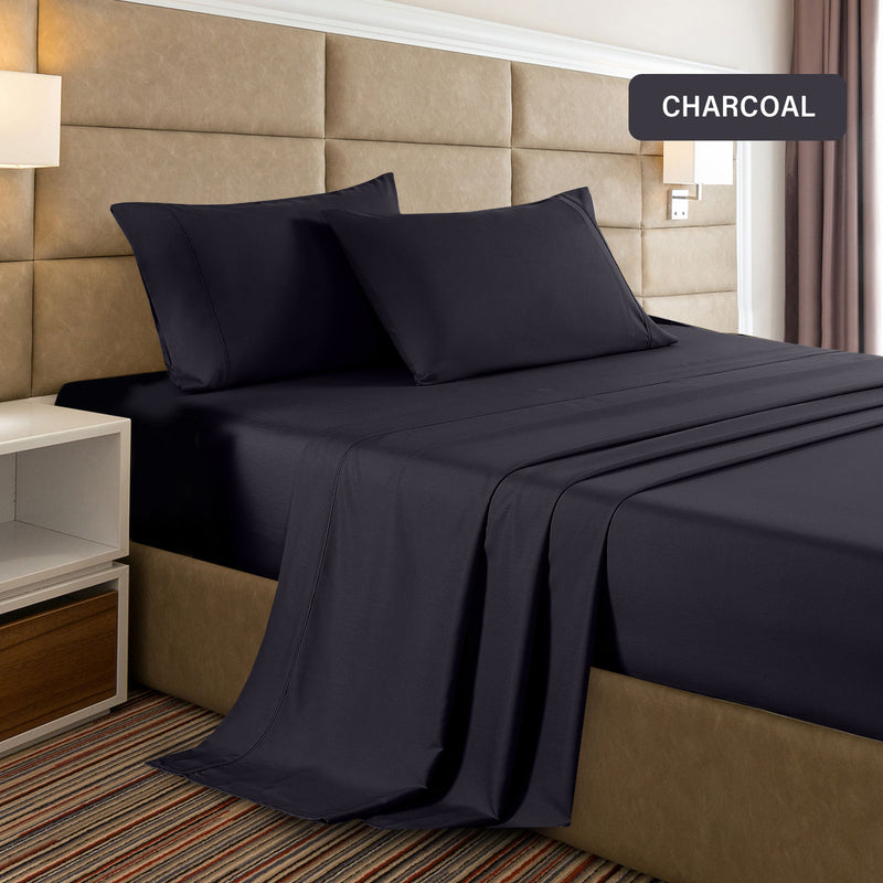 Casa Decor 2000 Thread Count Bamboo Cooling Sheet Set Ultra Soft Bedding - Single - Charcoal