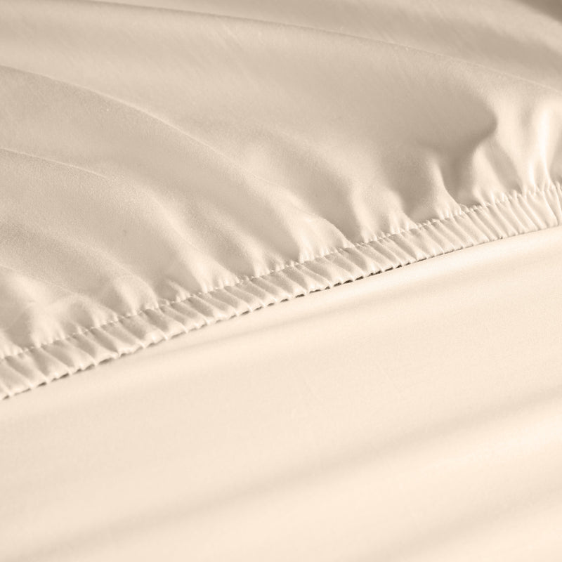 Royal Comfort 1200 Thread Count Fitted Sheet Cotton Blend Ultra Soft Bedding - Queen - Ivory