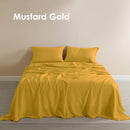 Royal Comfort Flax Linen Blend Sheet Set Bedding Luxury Breathable Ultra Soft - Queen - Mustard Gold