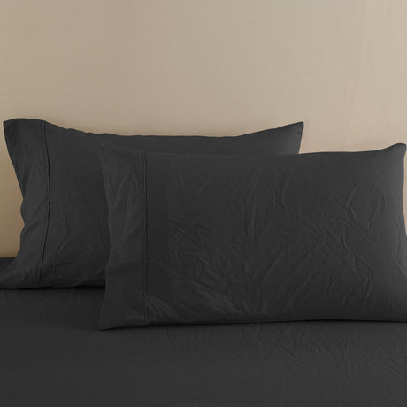 Royal Comfort Flax Linen Blend Sheet Set Bedding Luxury Breathable Ultra Soft - Queen - Charcoal