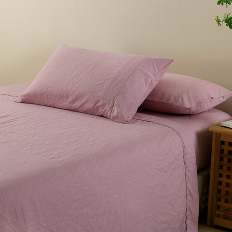 Royal Comfort Flax Linen Blend Sheet Set Bedding Luxury Breathable Ultra Soft - Queen - Mauve