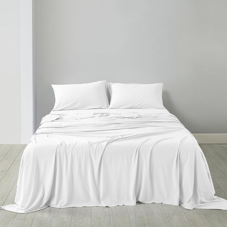 Royal Comfort 100% Jersey Cotton 4 Piece Sheet Set - Queen - White