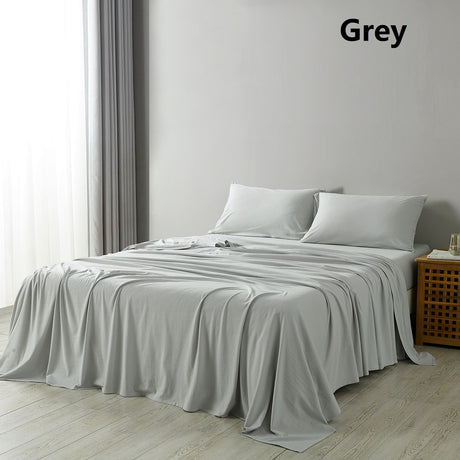 Royal Comfort 100% Jersey Cotton 4 Piece Sheet Set - Queen - Grey Marle