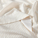 Royal Comfort Stripes Linen Blend Sheet Set Bedding Luxury Breathable Ultra Soft - Queen - Beige