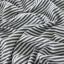 Royal Comfort Stripes Linen Blend Sheet Set Bedding Luxury Breathable Ultra Soft - Queen - Charcoal