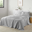 Royal Comfort Stripes Linen Blend Sheet Set Bedding Luxury Breathable Ultra Soft - Queen - Grey