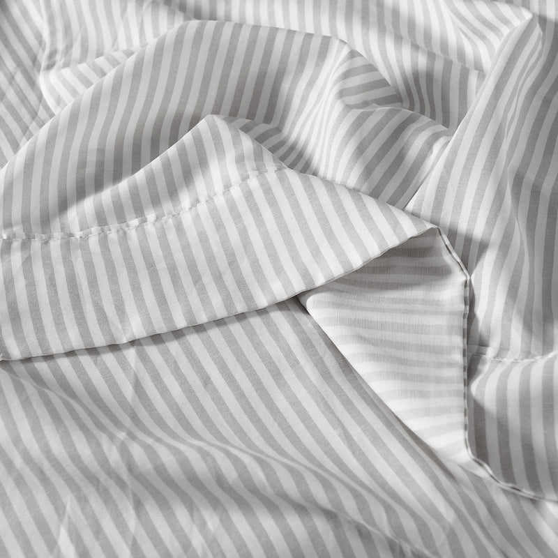 Royal Comfort Stripes Linen Blend Sheet Set Bedding Luxury Breathable Ultra Soft - Queen - Grey