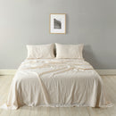 Royal Comfort Stripes Linen Blend Sheet Set Bedding Luxury Breathable Ultra Soft - King - Beige