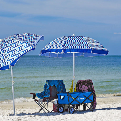 Havana Outdoors Collapsible Beach Trolley Garden Cart Foldable Picnic Navy