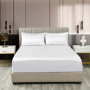 Royal Comfort Satin Sheet Set 3 Piece Fitted Sheet Pillowcase Soft  - Queen - White