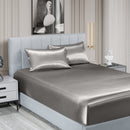 Royal Comfort Satin Sheet Set 3 Piece Fitted Sheet Pillowcase Soft  - Queen - Charcoal