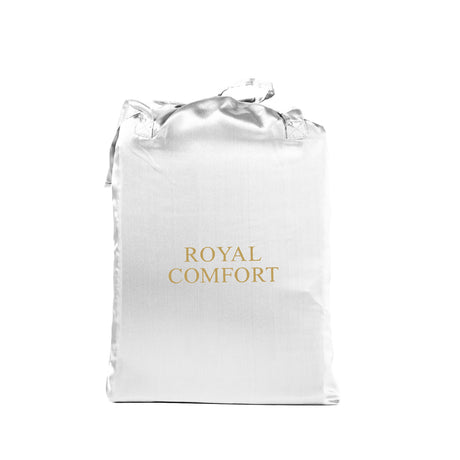 Royal Comfort Satin Sheet Set 4 Piece Fitted Flat Sheet Pillowcases  - Queen - White