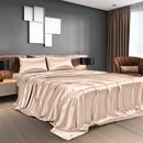 Royal Comfort Satin Sheet Set 4 Piece Fitted Flat Sheet Pillowcases  - Queen - Champagne Pink