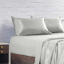 Royal Comfort Satin Sheet Set 4 Piece Fitted Flat Sheet Pillowcases  - Queen - Silver