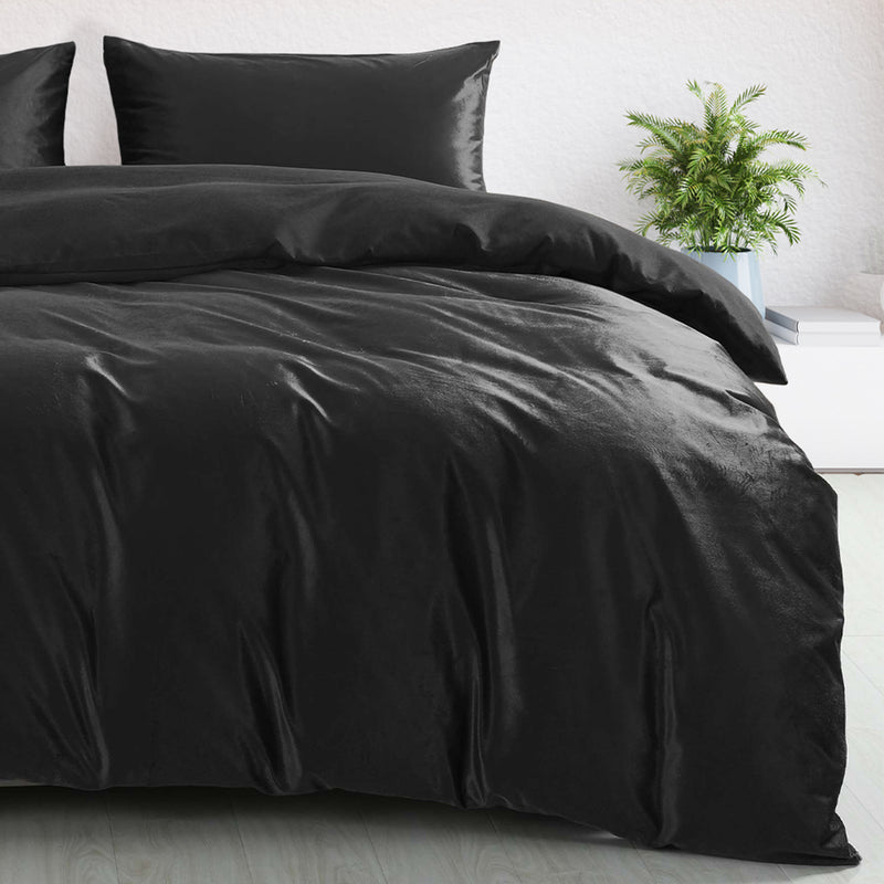 Royal Comfort Velvet Quilt Cover Set Super Soft Luxurious Warmth - King - Charcoal