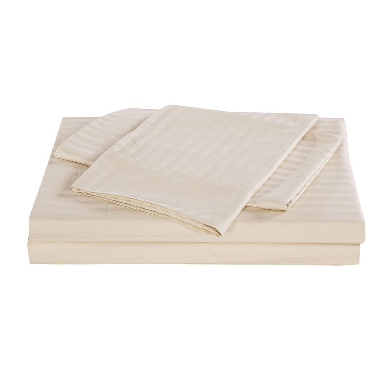 Kensington 1200 Thread Count 100% Egyptian Cotton Sheet Set Stripe Hotel Grade - Queen - Sand