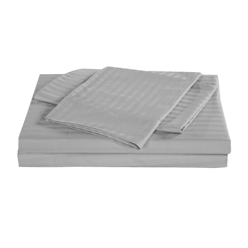 Kensington 1200 Thread Count 100% Egyptian Cotton Sheet Set Stripe Hotel Grade - Queen - Silver