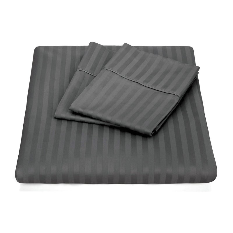 Kensington 1200 Thread Count 100% Egyptian Cotton Sheet Set Stripe Hotel Grade - King - Charcoal