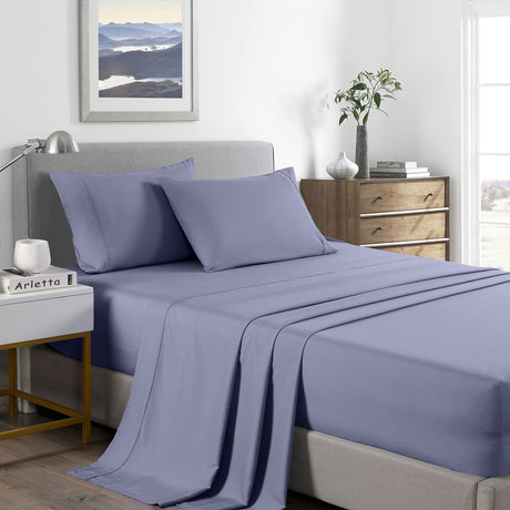 Royal Comfort 2000 Thread Count Bamboo Cooling Sheet Set Ultra Soft Bedding - King - Lilac Grey