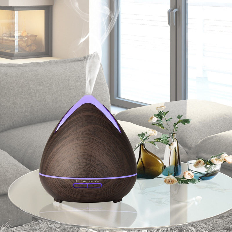 Essential Oils Ultrasonic Aromatherapy Diffuser Air Humidifier Purify 400ML - Dark Wood