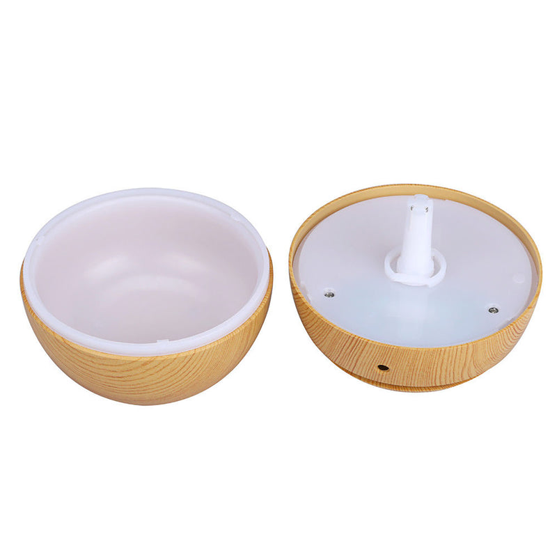 Milano Ultrasonic USB Diffuser with 10 Aroma Oils Humidifier LED Light 130ml - Light Wood