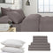 1500 Thread Count 6 Piece Combo And 2 Pack Duck Feather Down Pillows Bedding Set - Queen - Dusk Grey