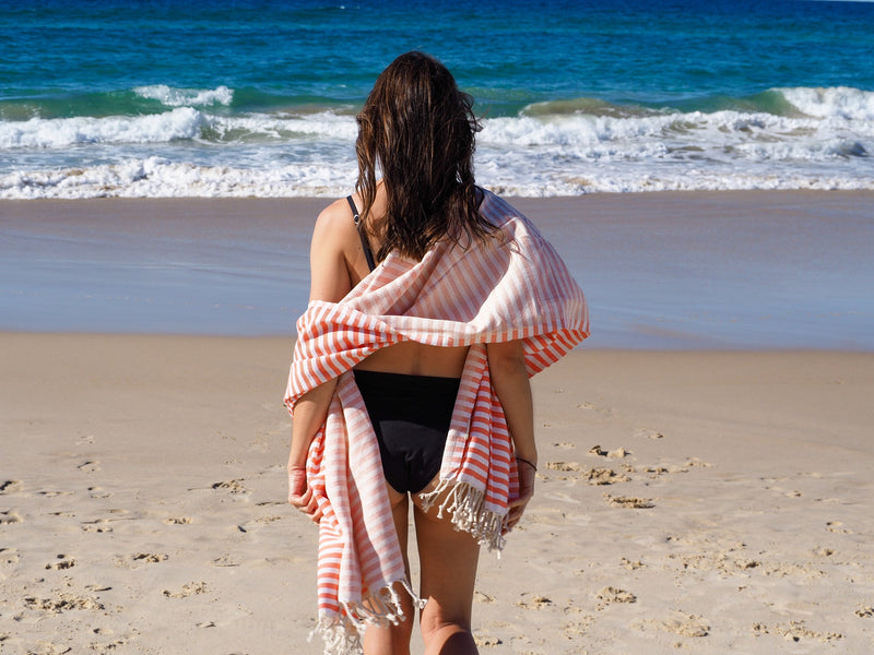 PORTSEA TURKISH COTTON TOWEL - CORAL