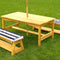 Outdoor Table & Bench Set with Cushions & Umbrella (Navy)