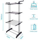 3 Tier Foldable Clothes Drying Rack for Laundry Dryer with Hanger Stand Rail Indoor