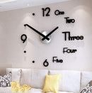 DIY Wall Clock Modern Frameless Large 3D Wall Watch Giant Roman Numerals for Home Living Room and Bedroom (Large)