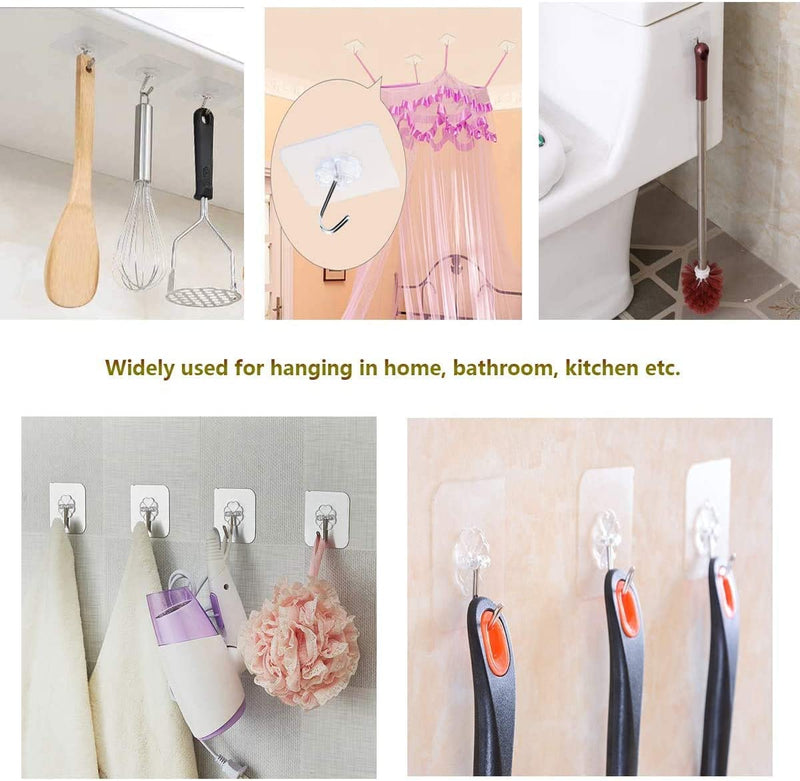 24 Packs Heavy Duty Adhesive Hooks Kitchen Wall Hooks