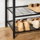 Industrial Design Entryway Shoe Rack with Coat Hooks Organizer (Grey)