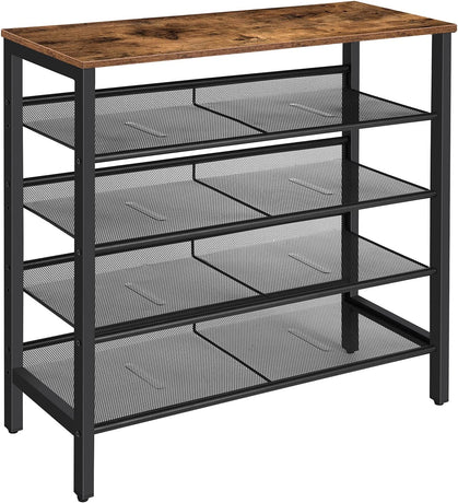 5-Tier Shoe Rack, Industrial Shoe Organizer Storage Bench