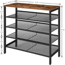 5-Tier Shoe Rack, Industrial Shoe Organizer Storage Bench