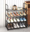 4-Tier Stainless Steel Shoe Rack Storage Organizer to Hold up to 15 Pairs of Shoes (55cm, Black)