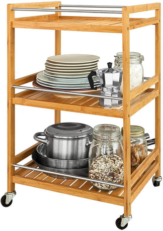 Bamboo Kitchen Trolley 3 Tier Storage Cart