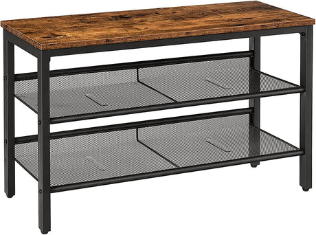 3-Tier Shoe Rack, Industrial Shoe Organizer Storage Bench