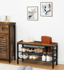 3-Tier Shoe Rack, Industrial Shoe Organizer Storage Bench