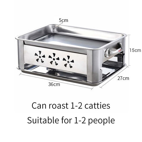 36CM Portable Stainless Steel Outdoor Chafing Dish BBQ Fish Stove Grill Plate