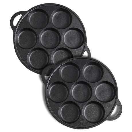 SOGA 2X 31.5cm Cast Iron Takoyaki Fry Pan Octopus Balls Maker 7 Hole Cavities Grill Mold