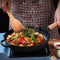 SOGA 2X 25cm Round Cast Iron Frying Pan Skillet Steak Sizzle Platter with Helper Handle