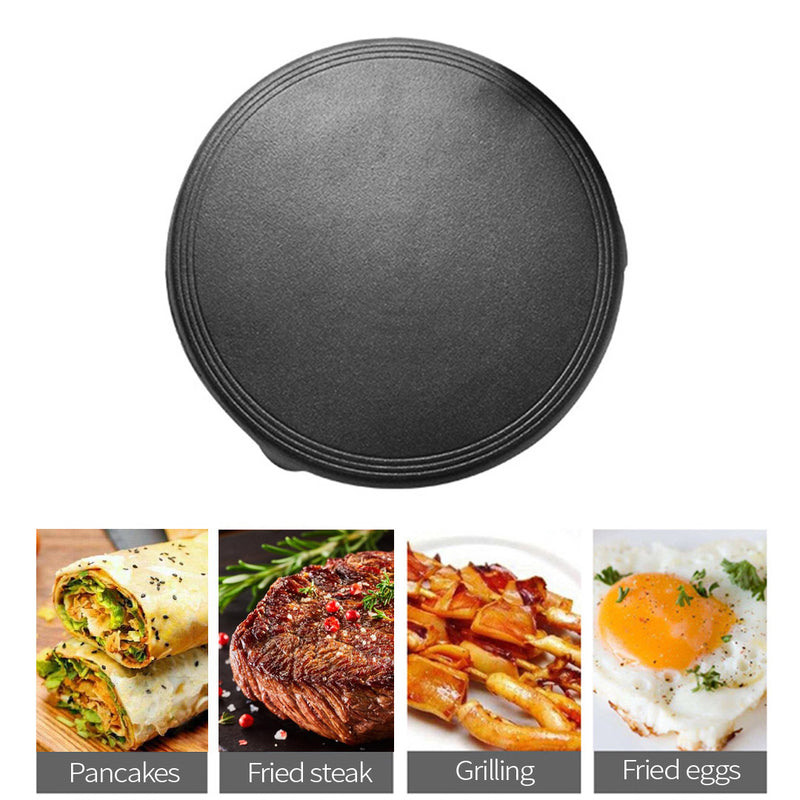 SOGA 2X 33CM Reversible Round Cast Iron Induction Crepes Pan Baking Cookie Pancake Pizza Bakeware