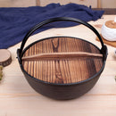 SOGA 2X 25cm Cast Iron Japanese Style Sukiyaki Tetsu Nabe Shabu Hot Pot with Wooden Lid