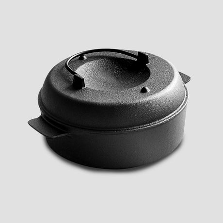 SOGA 2X 28cm Cast Iron Dutch Oven Pre-Seasoned Camping Stew Pot with Lid