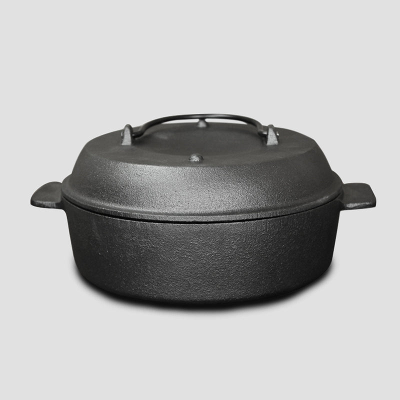 SOGA 2X 28cm Cast Iron Dutch Oven Pre-Seasoned Camping Stew Pot with Lid