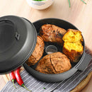 SOGA 2X 28cm Cast Iron Dutch Oven Pre-Seasoned Camping Stew Pot with Lid